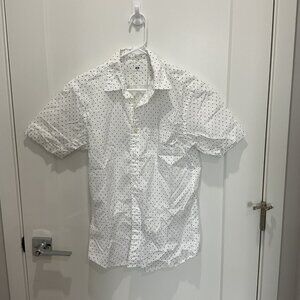 Uniqlo NWOT Men's White Polka Dot Shirt